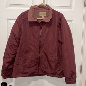 Cabelas Jacket Womens Size Large Maroon Zip Up Fleece Lined Outdoors‎